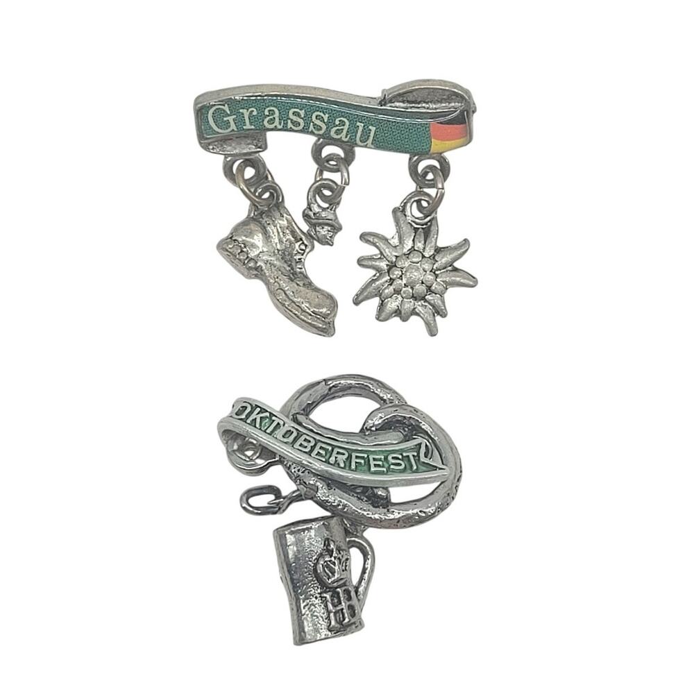 Vintage German Oktoberfest Hat Pin Lot Edelweiss Bavaria Beer Stein Nostalgia